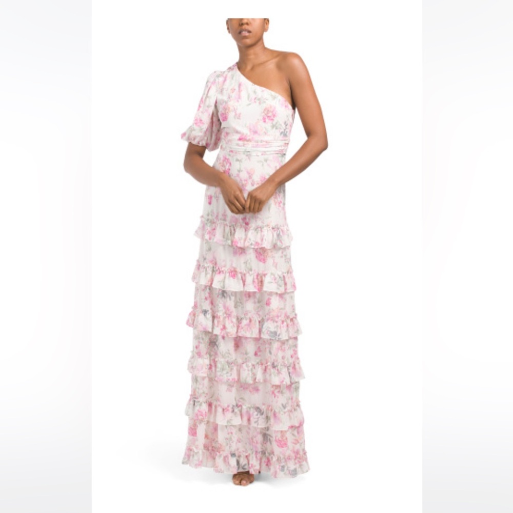 ONE33 SOCIAL One Shoulder Tiered Maxi